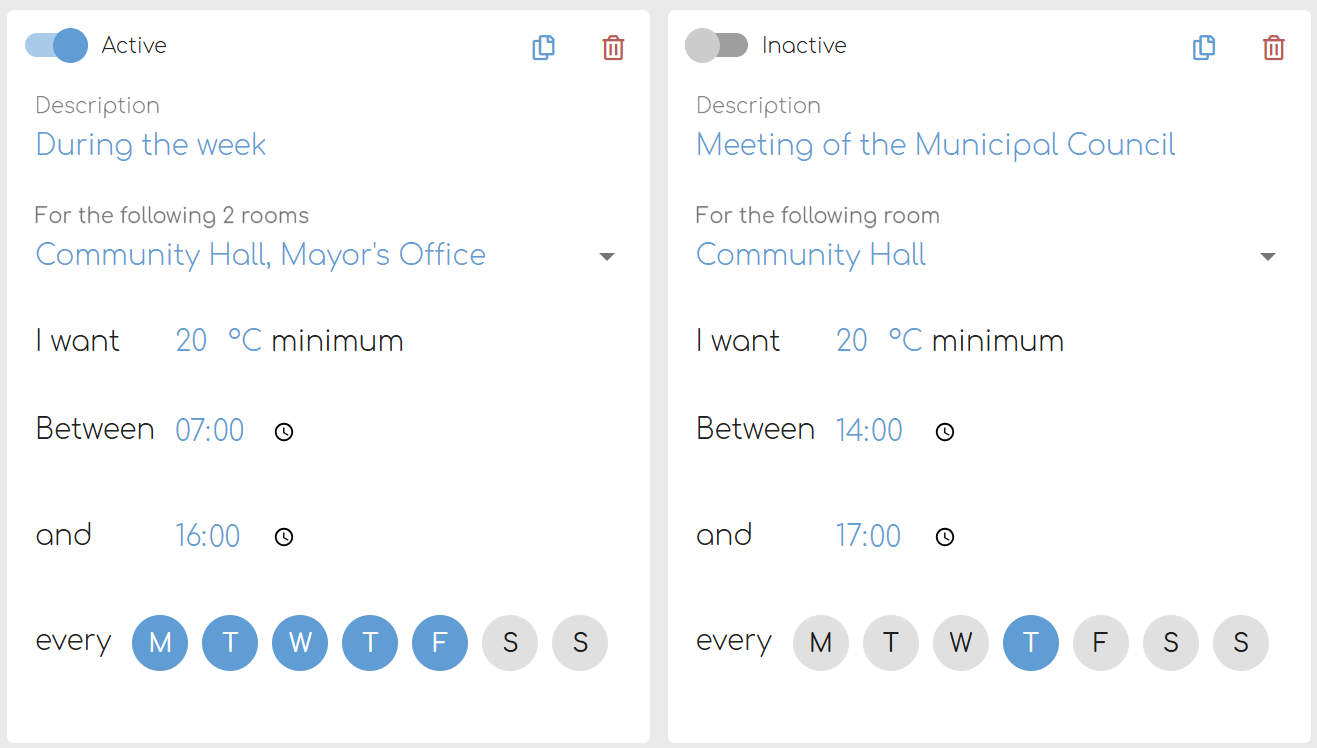 Manage your heating schedules